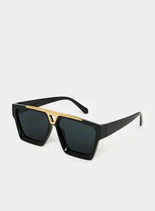 Metal Accent Square Sunglasses