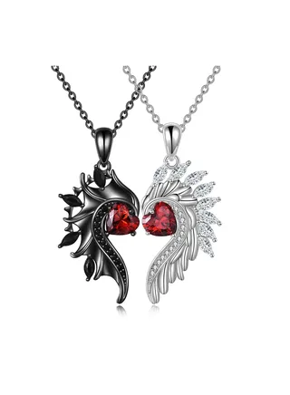 Couples Necklace Sterling Silver His and Hers Matching Necklace Heart Symbol of Love Pendant Couples Jewelry Gifts for Couple Her Him 