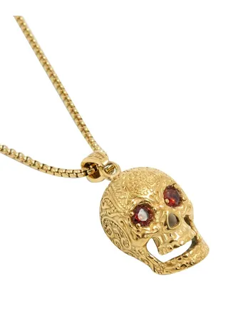 skull gold with red eye stainless steel 