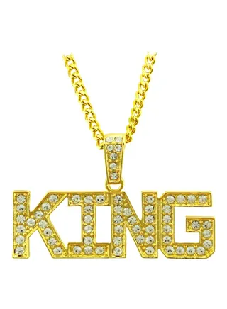 King Diamond Studded Pendant Necklace 