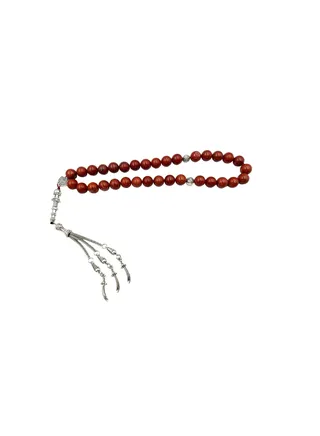 REBUY Red Jasper Stone Healing Crystal Stone Tasbih Beautiful Misbaha 33 Beads Tasbih Tasbeeh Prayer Beads, Color Brown, Bead Size 10 mm 