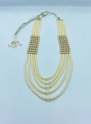 GOHONA Royal Bling Bollywood Traditional Indian  Jewelry Pearl Necklace in Golden colour 