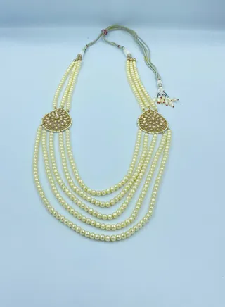 GOHONA Royal Bling Bollywood Traditional Indian  Jewelry Pearl Necklace in Golden colour 