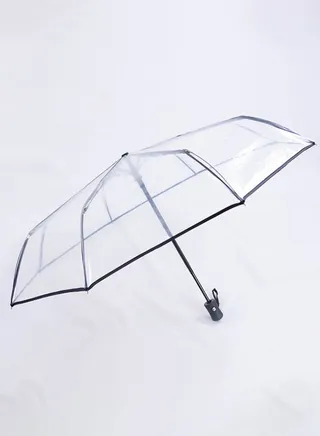 Automatic Open and Close Transparent Travel Dome Umbrella for Women Girls Kids Rainy Windy Weather Black 