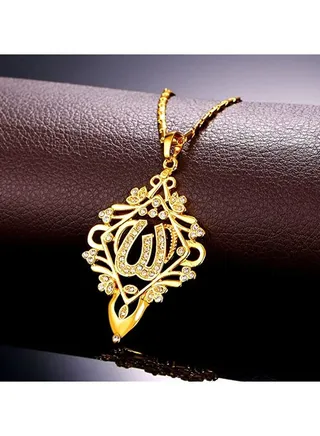 Fashion Jewelry Highly craftsmanship Dubai Gold plated luxury Golden Islam Allah Pendant Necklace For Women Girls Men 