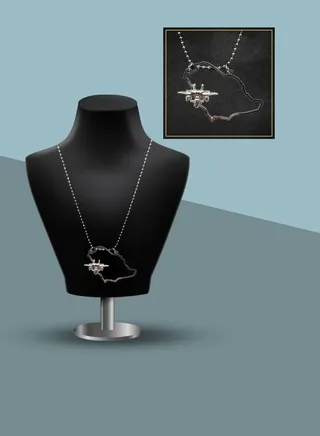 F15 W Saudi Map Silver Necklace 
