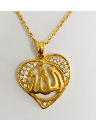 Fashion Jewelry Highly craftsmanship Hearts Islamic Allah Pendant Charms Necklace Religious Muslim Jewelry Gift For Women Gold Color Jewelry 