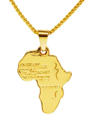 18K Thick Electroplated African Map Pendant Necklace 