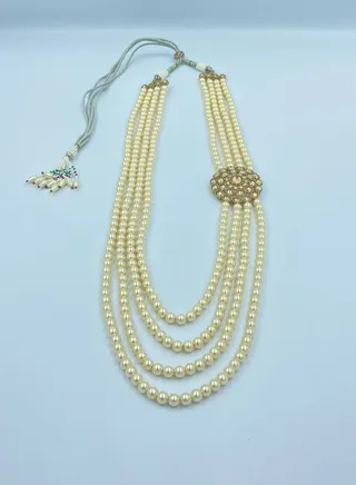 GOHONA Royal Bling Bollywood Traditional Indian  Jewelry Pearl Necklace in Golden colour 