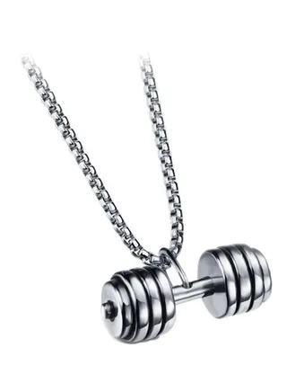 Stainless Steel Dumbbell Pendant Necklace 