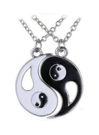 Pack Of 2 Alloy Yin Yang Pendant Necklace Set 