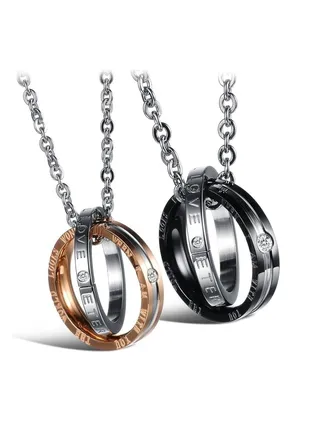 Matching Necklace For Couples Titanium Promise Love Stainless Steel Pendant Necklaces for Him, Her Jewelry Set Gifts for Anniversary 