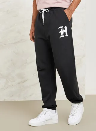 Placement Print Oversized Jogger with Drawcord Detail 