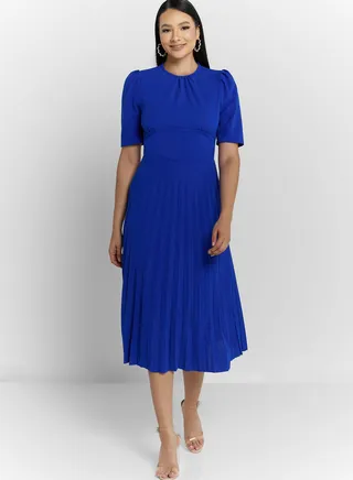 Puff Sleeve Pleated Dress