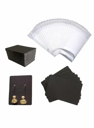 Earring Holder Cards, Earring Display Holder Cards set for Earrings Necklace Jewelry Display and Packaging, 100 Pcs Earring Cards and 100 Pcs Self- Sealing Bags 
