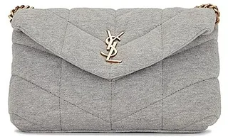 Saint Laurent Toy Puffer Jersey Bag in Light Grey