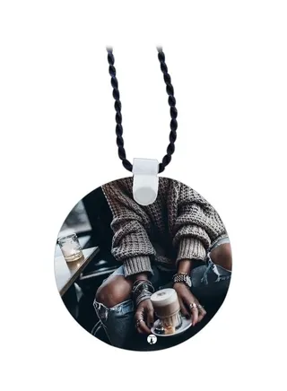 Coffee Printed Pendent Neclace 