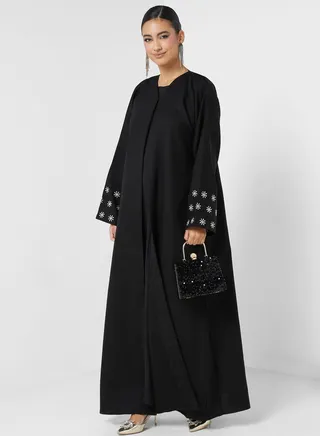 Embroidered Flared Sleeve Abaya
