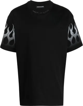 flame-print cotton T-shirt
