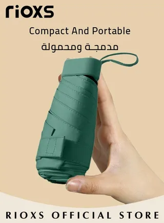 Portable Travel Umbrella with Storage Box Mini Umbrella with UPF 50+ UV Sun Protection Lightweight 6 Ribbed Compact Pocket Umbrella for Men Women Kids 