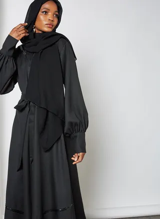 Sequin Embellished Abaya Black 