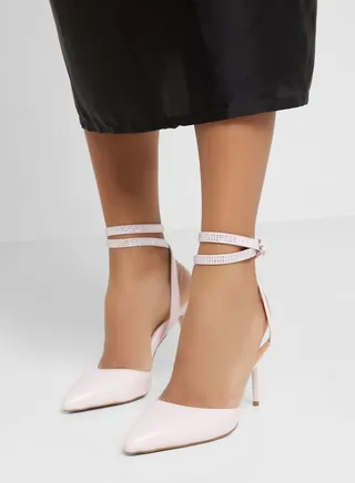 Diamante Ankle Strap Heeled Pump