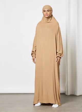 Praying Dress In Plain Colour With Attached Veil 
