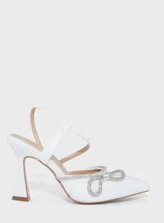 Flare Heel Pump With Bow