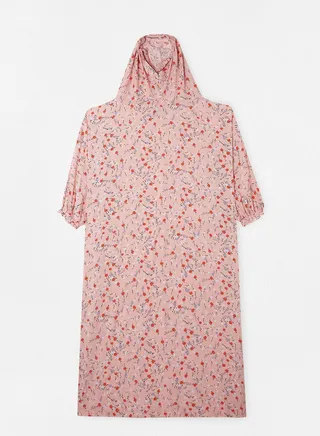 Praying Dress With Floral Prints And With Attached Veil 