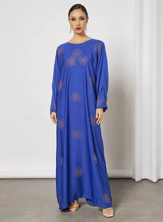 Jersey Abaya With Gold Contrasting  Panel 