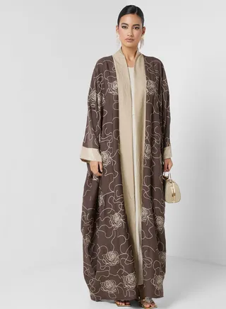Embroidered Open Abaya 
