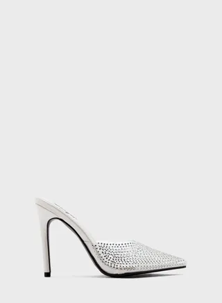 Diamante Clear Slip On Pointed Pump