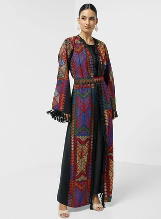 Embroidered Belted Abaya 