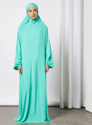 Praying Dress In Plain Colour With Attached Veil 