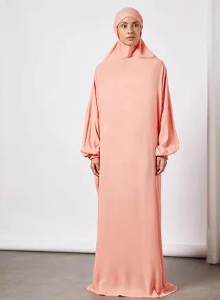 Praying Dress In Plain Color With Attached Veil 