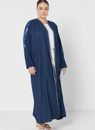 Embroidered Detail Abaya With Sheila 