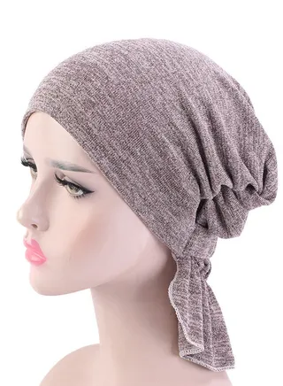 Chemo Stretchy Soft Cotton Hat Turban Cap Cover Hair Loss Head Scarf Wrap Pre-Tied Headwear Strech Bandana 