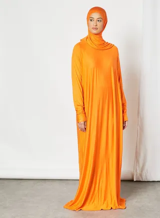 Modest Plain Praying Dress Orange 