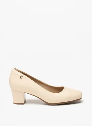 Women's Textured Slip-On Pumps with Block Heels 