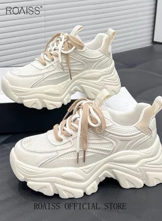 Ladies Sports Shoes Casual Shoes Sports Breathable and Wear-Resistant Low-Top Sneakers Women's Fashion All-Match Platform Sneakers 
