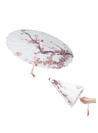 Oiled Paper Umbrella, Handmade Plum Blossom Chinese Classical Dance Parasol, Art Dance Props Hanfu Costume Accessories for Wedding Photo Shoots Performance 