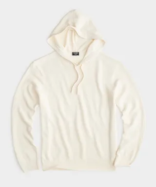 Linen Cotton Popover Hoodie in Chalk