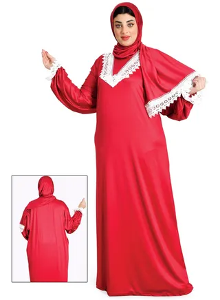 Plain long-sleeved abaya with simple joubert embroidery 