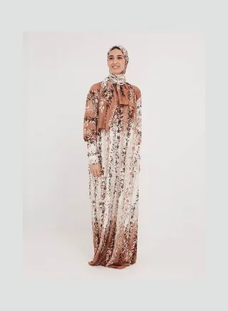 Printed Long Sleeve Maxi Praying Dress Multicolour 