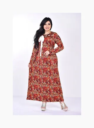 Nightgown Long Sleeves With Pattern Multicolour 