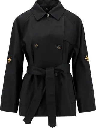 Tie-waist Double-breasted Short Trench