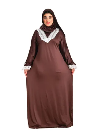 Plain long-sleeved abaya with simple joubert embroidery 