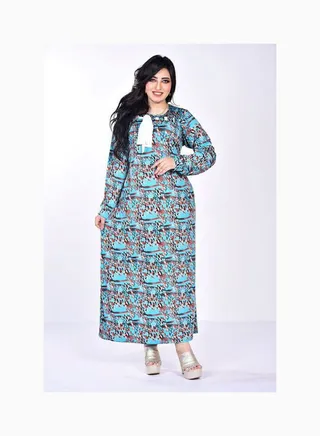 Nightgown Long Sleeves With Pattern Multicolour 