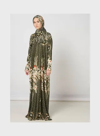 Long Sleeve Printed Praying Clothes Multicolor 