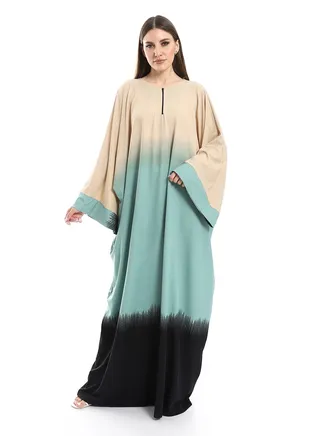 جلابية حريمي نصف كم متعددة الألوان 